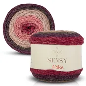 Sensy Cake Yarn – Wine Blush Burgundy Gradient Yarn, Self-Striping Acrylic, 525 Yards, #3 Lightweight