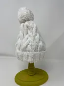 0-3 M White Acrylic Pom Pom Hat