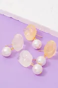 acrylic gem pearl charm earrings