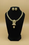 Antique Gold Ruby Stone Jhumka Pendant Necklace & Earrings Set