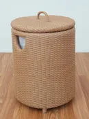 Wicker Hampers Round, Lined Rattan Frame W/Premium Indonesian Synthetic Wicker Honey