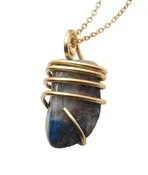 AJOITE IN QUARTZ, SHATTUCKITE, CHRYSOCOLLA PENDANT IN MERLIN'S GOLD #3062