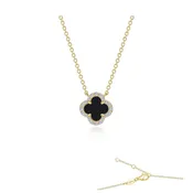 0.49 CTW Black Onyx Halo Necklace