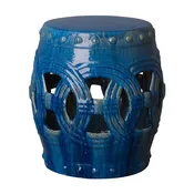 19"H Eternity Garden Stool/Table, Marine Blue Glaze
