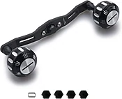 130mm Fishing Reel Handle for Shimano Daiwa Abu Garcia Penn Kastking Lew's Baitcasting Reel Power Crank Accessory (130mm Carbon Handle 35mm Knob - Black &amp; Silver) (0380)