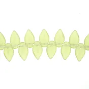 10 mm by 6 mm top-drilled frosted lime green vintage glass leaves