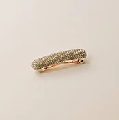 Pave Stone Oval Barrette in Gold