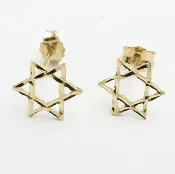 14k Gold Star of David Earrings