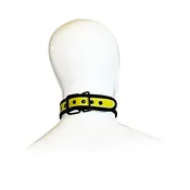 Adjustable Neoprene Collar with D-Ring by Fetish Pleasure Play in Yellow