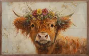 16x10 Floral Crown Highland Framed Art