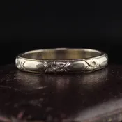 Antique Art Deco 14K White Gold Blossom Engraved Wedding Band