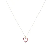10K Gold Ruby & Diamond 16” Heart Pendant Necklace