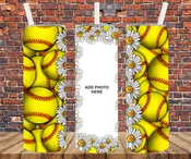 1 image Softball  - Add Your Own Photos - Sublimation Tumbler Wrap