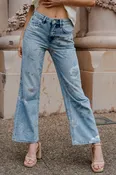 Bellamy High Rise Vintage Floral Wide Leg Jeans Light Wash