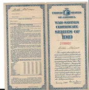 US WS4 2 F – VF stamps affixed to 2 part 1919 folder – fresh