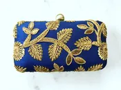 Blue and Gold Embroidered Clutch — SANDHYA RAJ