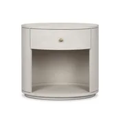 Amelia Oval One-Drawer Nightstand Ivory Linen