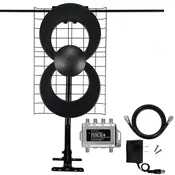 Bundle - ClearStream 2V Indoor / Outdoor HD TV Antenna, 20-inch Mast, JUICE4 Distribution Amplifier 4-Output