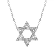 14k White Gold Star Of David Diamond Necklace