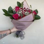 Hot pink dozen wrapped