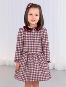 ABEL & LULA Girls Long Sleeve Plaid Collared Dress