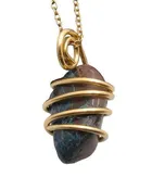 AJOITE IN QUARTZ, SHATTUCKITE, CHRYSOCOLLA PENDANT IN MERLIN'S GOLD #3077