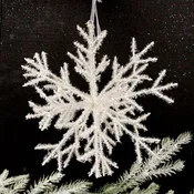 10Inch Tinsel White Snowflake Ornament