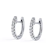 18K White Gold Diamond Skinny Oval Hoop Earrings — Zoland