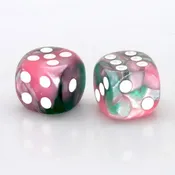 12 piece Pip D6's - Pink and Green Pearlescent