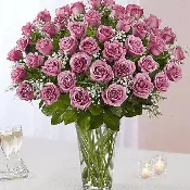 4 Dozen Lavender Rose Vase