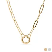 18K Gold PVD Stainless Steel Paperclip Charm Holder Necklace<br>18" to 20" Length