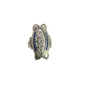 Art Deco 10K white gold sapphire and diamond ring