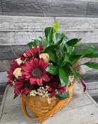 BASKET WITH PEACE LILY AND SILK FLOWERS