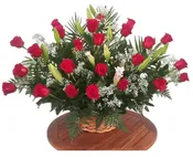 24 Roses in a basket.