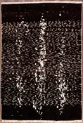 167x242 - Goat Fur Rug - Black and White with Red Spot