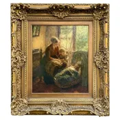 "A Mother and Her Children in the Kitchen" by Bernard Pothast — Bradbury Art & Antiques