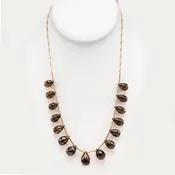 14K Gold Smoky Quartz Gemstone 18 Inch Necklace
