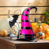 Haunted House, Metal Witch Hat Statuary, 11"H