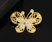 1 1/2" x 1" Gold AB Charming Butterfly Rhinestone Brooch - Pack of 12