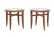 Adam Tihany for Pace Mahogany Side Tables, Pair