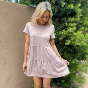 Babydoll Tiered T-shirt Dress in Tan