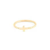 14K Gold Filled Plus™ Beaded Cross Stacking Ring: Gold / 7