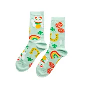 Lucky Cat &amp; Clover Crew Socks - Small