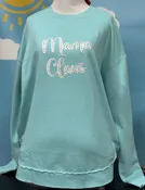 Turquoise Melange Sweatshirt Fleece Mama Claus with Crystal Diamonds