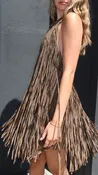 Amanda Fringe Suede Mini Dress - Olive