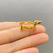18K Gold Plated Dachshund Adjustable Ring
