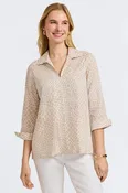 Agnes Giraffe Shirt in Linen by Foxcroft - CLOSEOUT
