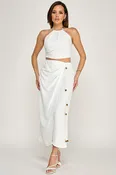 2pc set-Beaded Halter Top with Wrap Midi Skirt