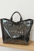 Black Chevron Wipeable Tote Bag