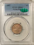 1857 FLYING EAGLE CENT - PCGS MS-63, FLASHY &amp;amp; CHOICE! CAC APPROVED!